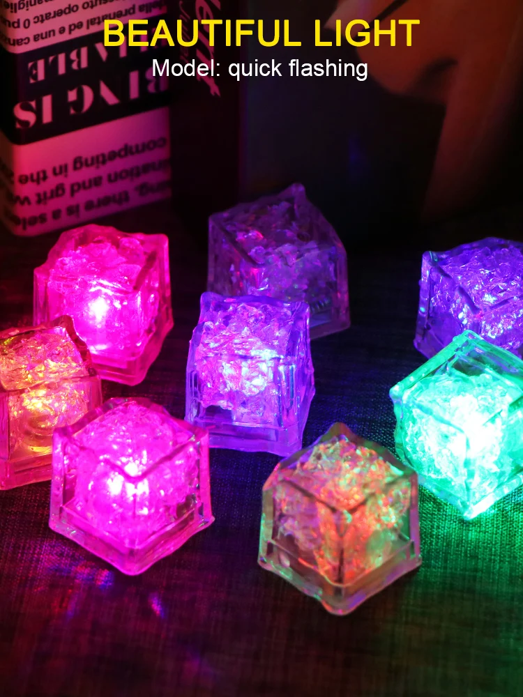 6/12pcs LED Ice Cubes Glowing Ball Light Luminous Neon Flash Wedding Festival Christmas Ornament Bar Wine Glass Party Decoration