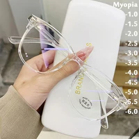 2022 oversized myopia eyeglasses vintage unisex transparent frame eyewear anti blue light ladies nearsight glasses 0 to 6 0