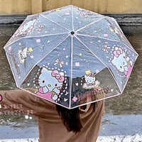 hellokitty sanrio umbrella kuromi anime kawaii automatic transparent bumbershoot cartoon thickening folding portable creative