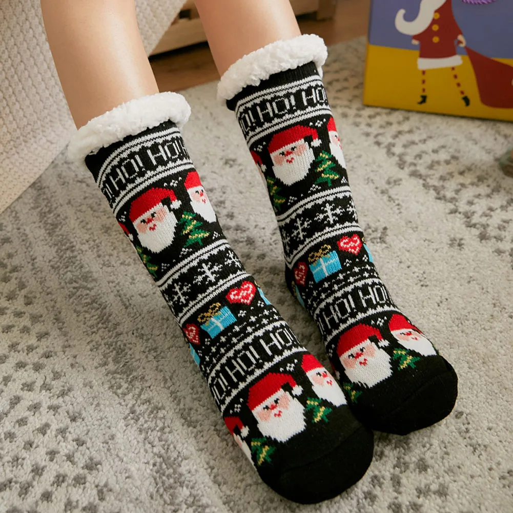 

Плюс бархатные толстые теплые носки грелка для ног рождественские носки для женщин и мужчин обычные носки для пола из овечьей шерсти зимние чулки для женщин