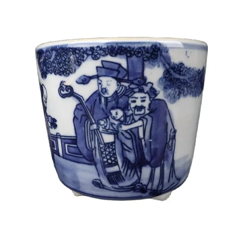 

China Old Porcelain Blue and white Three Star Figure Pattern Pen Holder