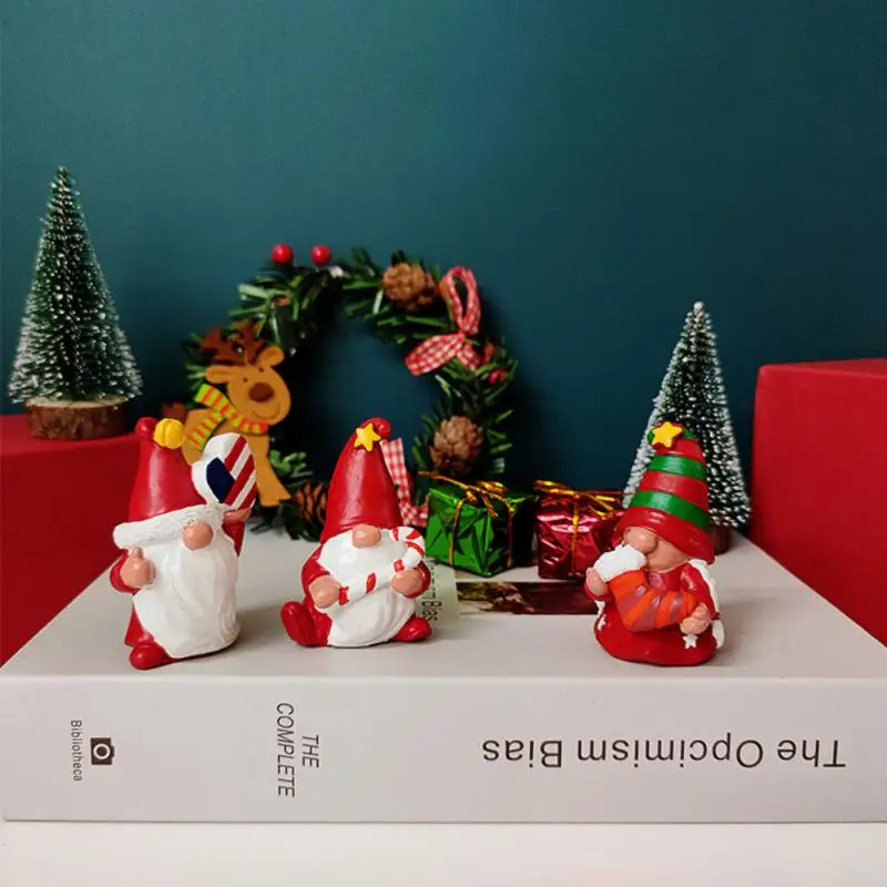 

Christmas Ornaments Resin Statue Santa Claus Decoration Dwarf Miniatures Desktop Decoration Crafts Figurines New Year 2022 Natal
