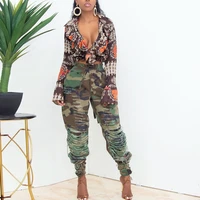 womens 2022 autumn new hot selling street ins personality fashion pocket hole tassel camouflage straight casual pants