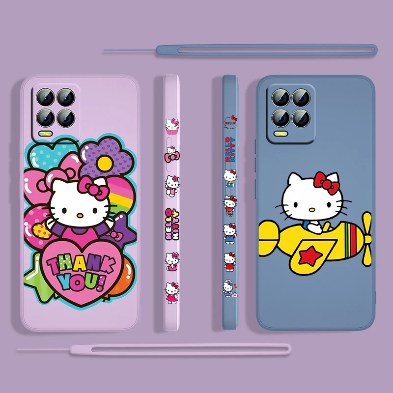 cute anime hellokitty girl for oppo realme 50i 50a 9i 8i 6 pro find x3 lite neo gt master a9 a5 liquid left rope phone case capa free global shipping