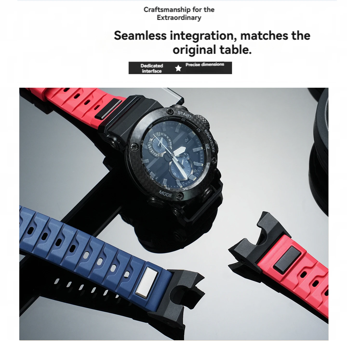Фото Ремешок из фторкаучука GWR-B1000 для Casio Air Dominator GWR-B1000 GWR B100, модифицированный мужской спортивный водонепроницаемый мягкий силиконовый ремешок для часов №4