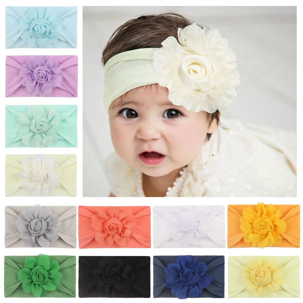 

Children's hair band rosebud nylon soft elastic combination baby hair band