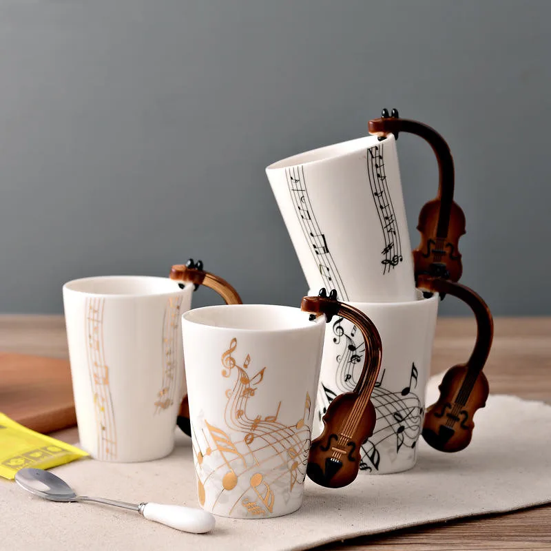 

Ceramic Guitar Coffee Mugs Novelty Music Note Cup Personality Tea/Milk/Juice/Lemon Water Bottle Christmas Birthday Gift