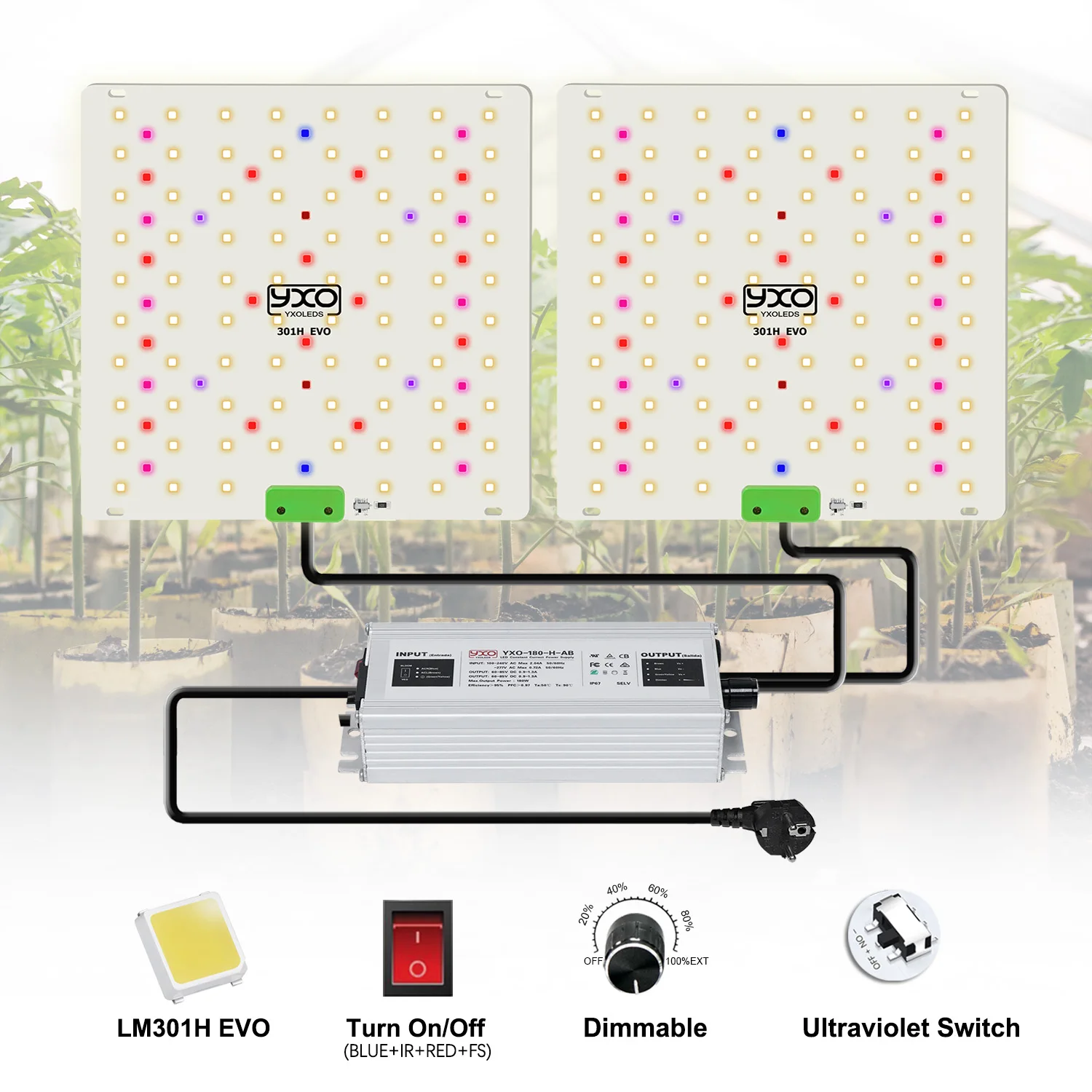 Фото 85 Вт 180 Вт LM301H EVO Quantum LED Grow Light Bar Включение/выключение Палатка для выращивания Полный комплект Светодиодная фитолампа полного спектра для теплицы №4
