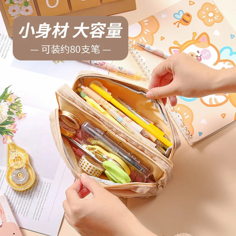 Милый большой чехол для карандашей на молнии милый пенал емкости портативный