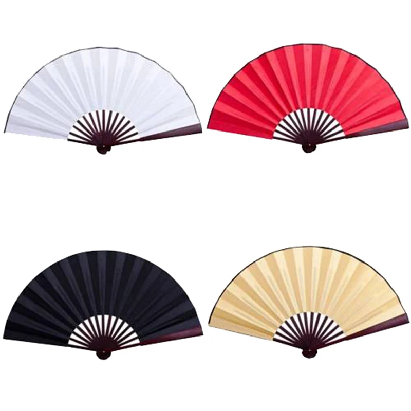 

Chinese Style Hand Held Fan Blank Silk Cloth Folding Fan Party Wedding Decor