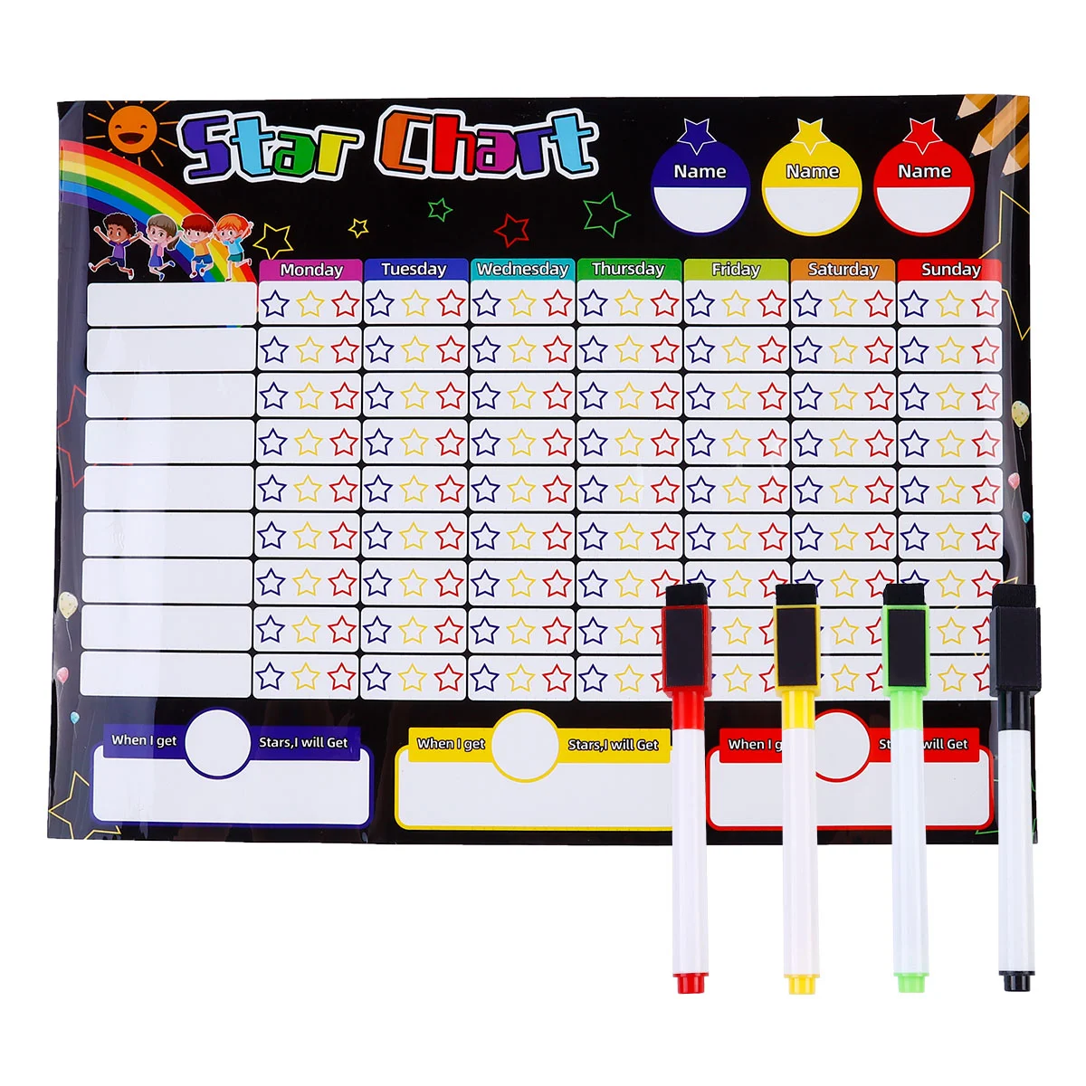 

Schedules TO-Do-List Planner Kids Chore Chart Magnetic Daily Weekly Reward System Rubber Refrigerator Chalkboard Table spanish