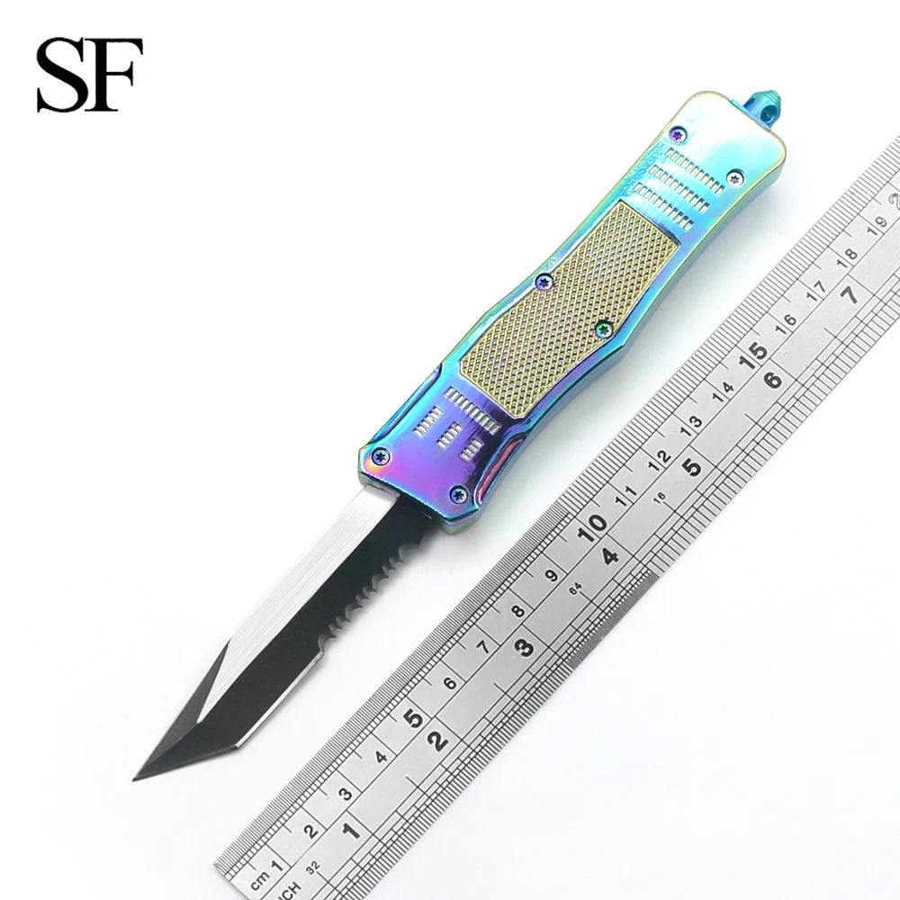 

Magic 616 Six Heavy Duty Outdoor OTF Self Defense Knives Electroplating Color Craft 440 Blades Mini Key Knife Decoration