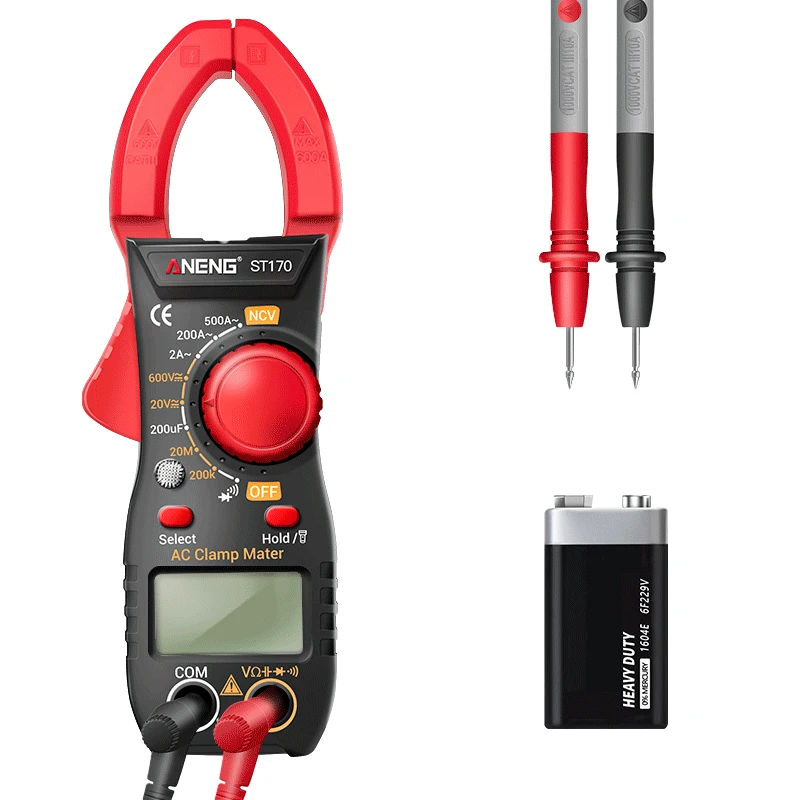 

Цифровой мультиметр-зажим ANENG 500A ST170, Измеритель постоянного/переменного тока, амперметр, прибор для проверки напряжения, диода, тока, емкост...