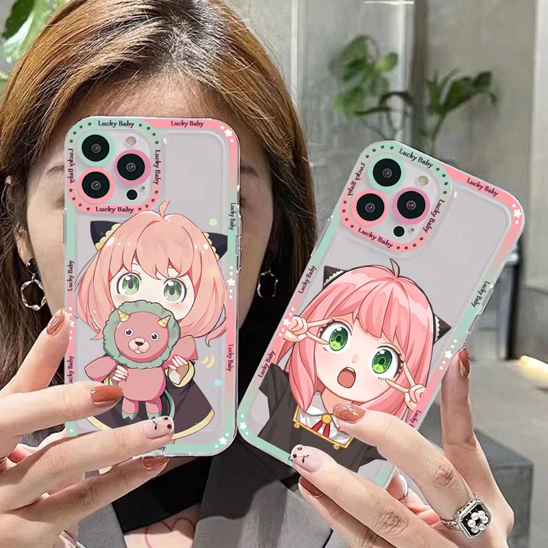 

Kawaii Anya SPY X FAMILY Anime Phone Case for iPhone 11 12 13 Mini Pro Max 14 Pro Max Case shell