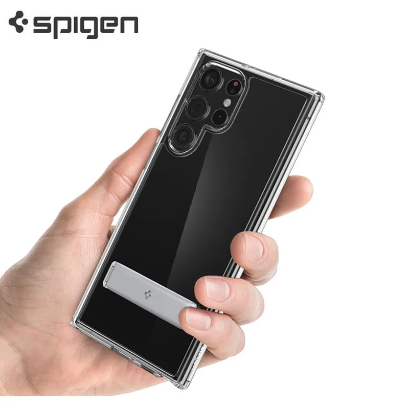

Original Spigen Ultra Hybrid S Clear Bracket Phone Case For Samsung Galaxy S22 Ultra Plus S22+ Back Cover Protective Stand Case