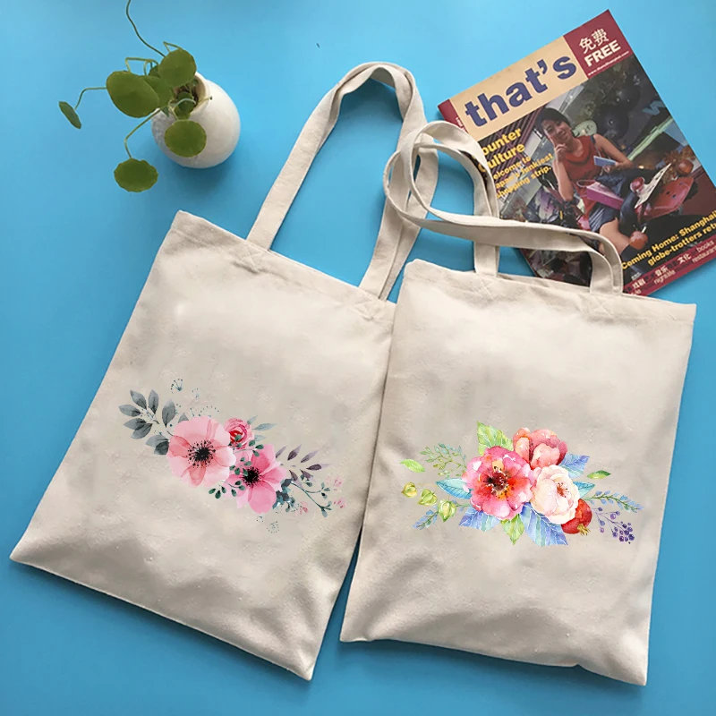 

Модная женская Холщовая Сумка для покупок, повседневная многоразовая Складная Сумочка-тоут с цветочным принтом, вместительная Студенческа...