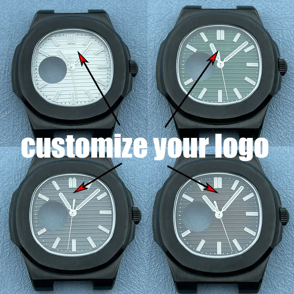 

NH38 black luminescence Watch case sapphire crystal glass stainless steel strap accessories suitable for NH35 NH36 movement