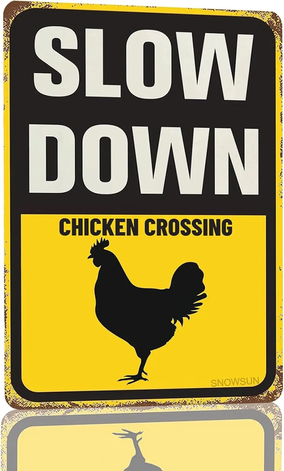 Snowsun Metl Tn Sgn Slow Down Chcken Crossng Rerto lumnum Vntge Gft для дома Ktchen Grden Yrd Wll Спальня Клуб Передняя Doo