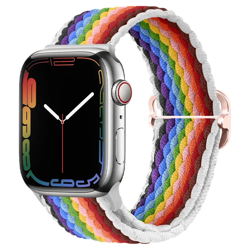 Nylon Strap For Apple Watch 8 7 Band 45mm 41mm Adjustable Woven Wristband 44mm 40mm 42mm Smartwatch Band for Iwatch 6 5 3 2 SE