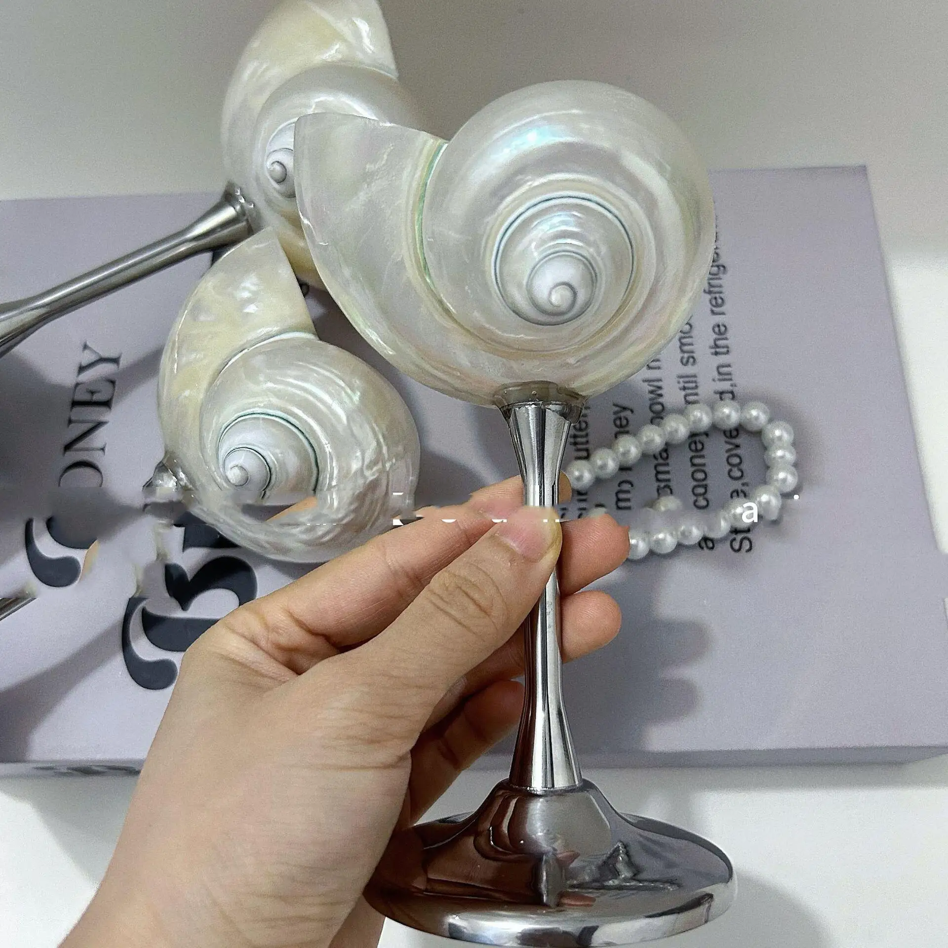 

Бокал для вина ручной работы из натуральной ракушки, бокал для вина, шампанского, коктейля, витая чашка, бокал для вина, посуда для барного стола, боросиликатное стекло