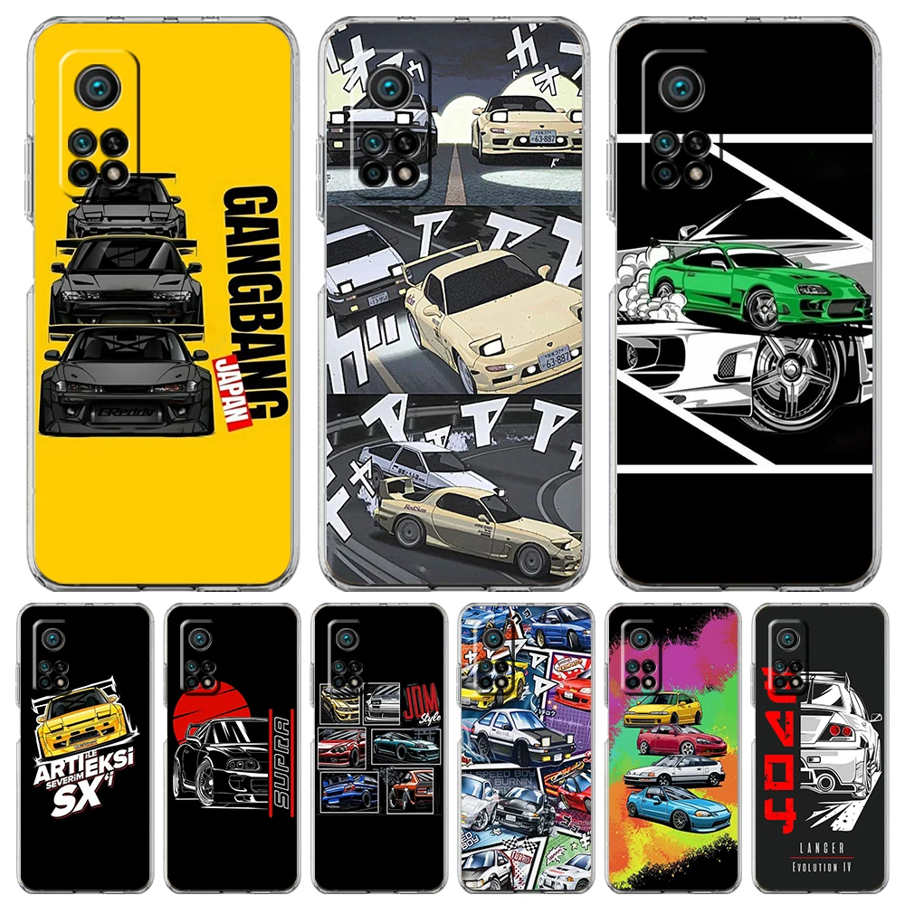 

Cool Japan JDM Sports Car Comic Phone Case Cover for Xiaomi Redmi Poco M4 M3 X3 NFC Pro Mi 11 Ultra 11X 11T 12 TPU Soft Shell