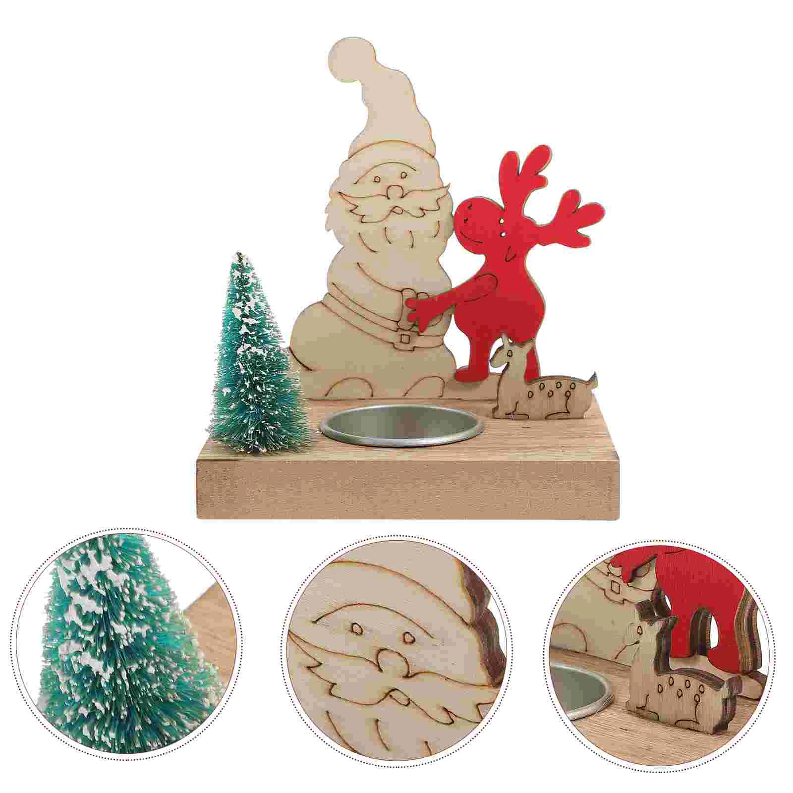 

Holderwooden Tealight Standcandlestick Santa Decorative Christmas Candleholders Home Decor Desktop Ornament