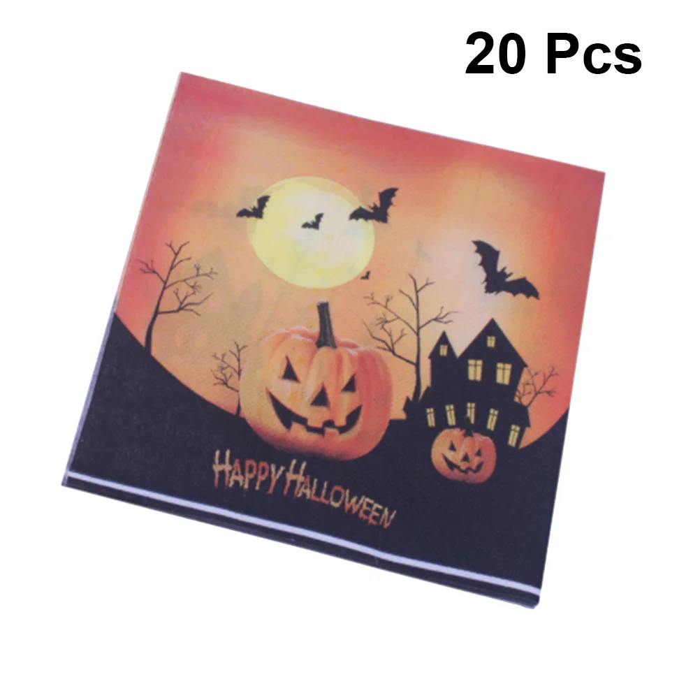 

20 Sheets Disposable Dinner Party Paper Hand Towels Halloween Themed Cocktail Napkins