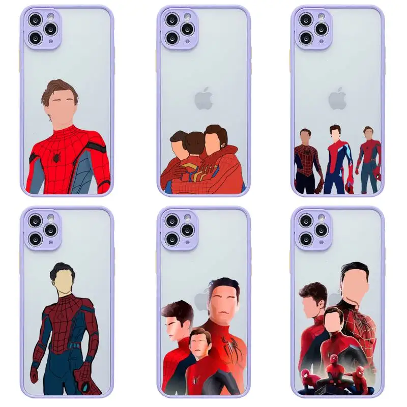 

Marvel The Spider man No Way Home Light purple Transparent Phone Case For iphone 13 12 11 Pro Max Mini XS 8 7 Plus X SE 2020 XR