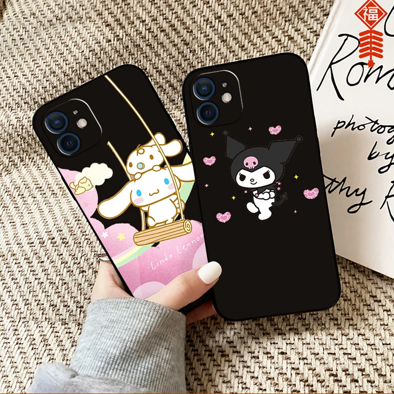 

Hello Kitty Kuromi Phone Case For Funda iPhone 13 12 11 Pro Max Mini X XR XS Max SE 2020 6 6s 7 8 Plus Etui Celular Black Coque