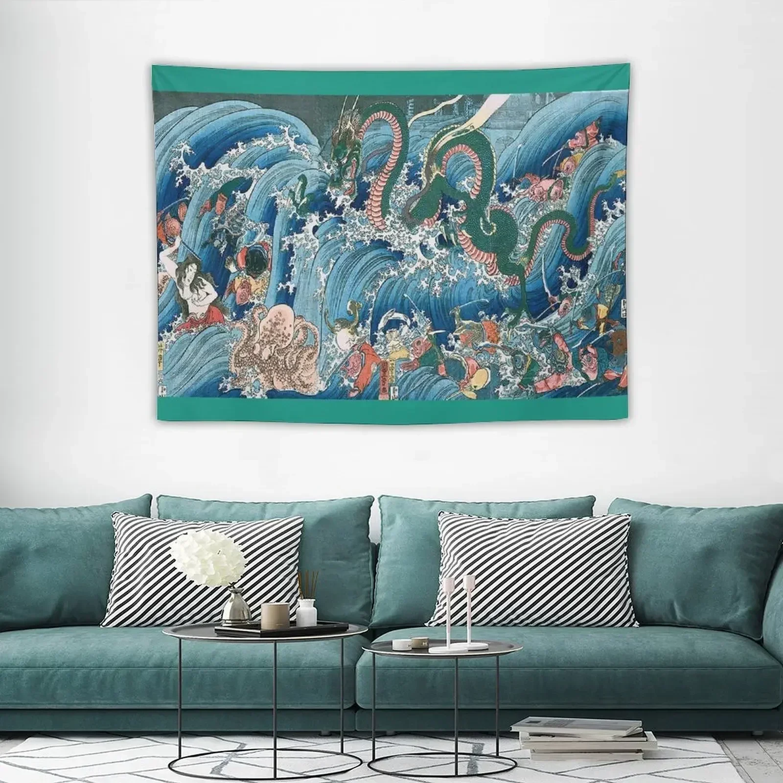 Японский принт Edo uikyo-e по дереву: Tamatoro-Hime at the Dragon Palace от Утагава Куниё гобелен