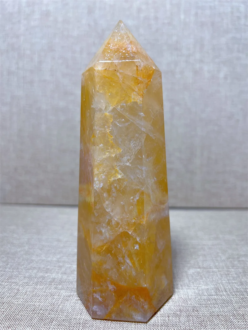 

Natural Golden Healer Tower With Rain Bow Reiki Healing Stone Home Decoration Exquisite Gift Souvenir Gift