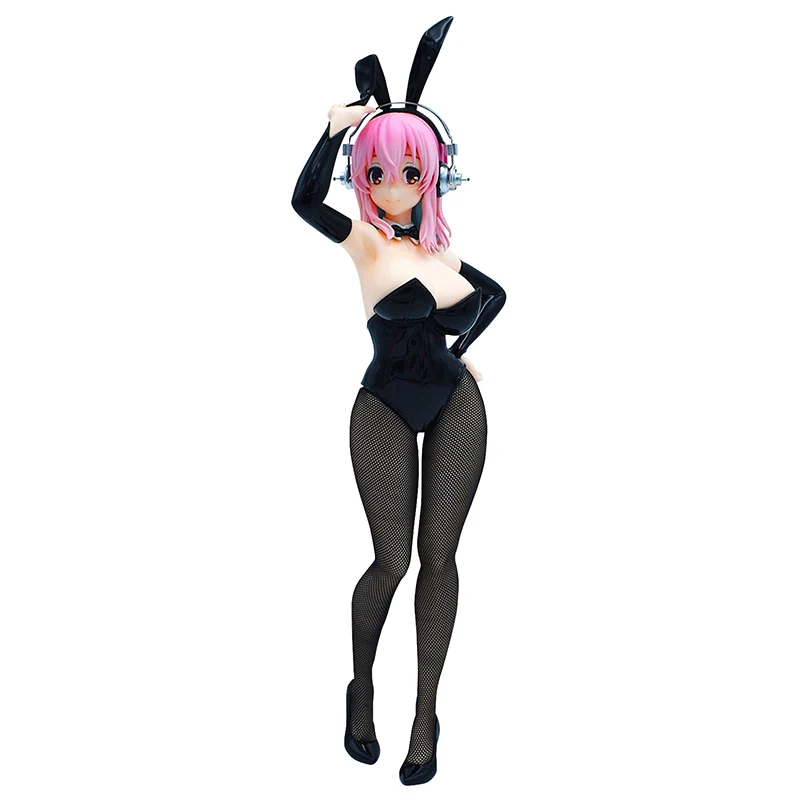 

Genuine 28CM Anime Figure Sexy Cute Anime SUPERSONICO Black Bunny Girl Squat Pose Model Dolls Toy Gift BoxCollect PVC Material