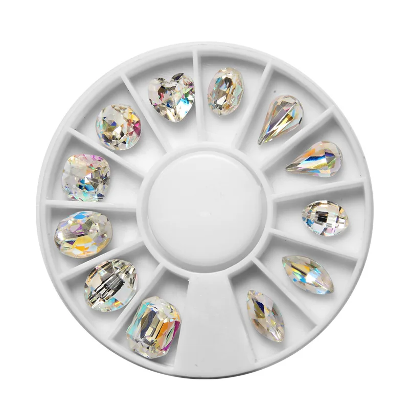 

12pcs/Box Super flash K9 nail Rhinestone ornament disc nail ornament AB Crystal Diamond Nails Stone Gems Glass Jewelry