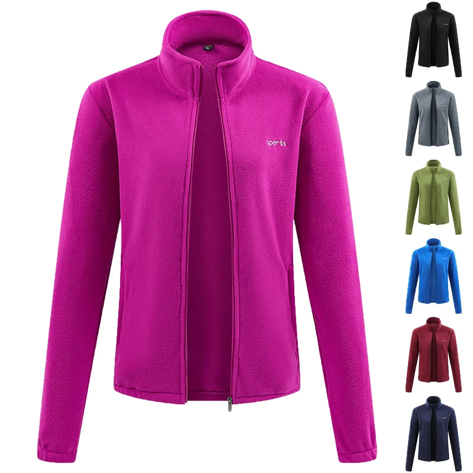 

UnisexWinter Solid Collar Long Sleeve Zipper h Large Fleece Outdoor Windproof Coat Leather Short Sleeve Jacket