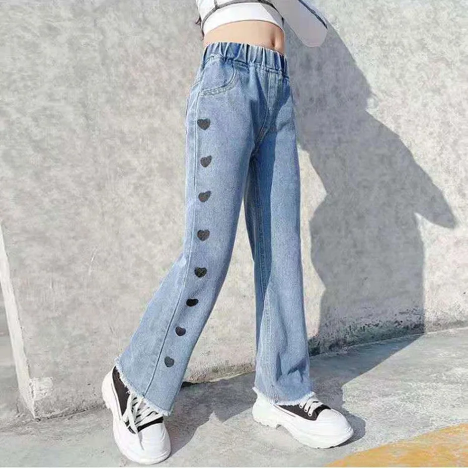 

Girl Wide Leg Jeans Kids Girls Denim Pants Children Outwear Long Trousers Girl Clothing Fall Spring