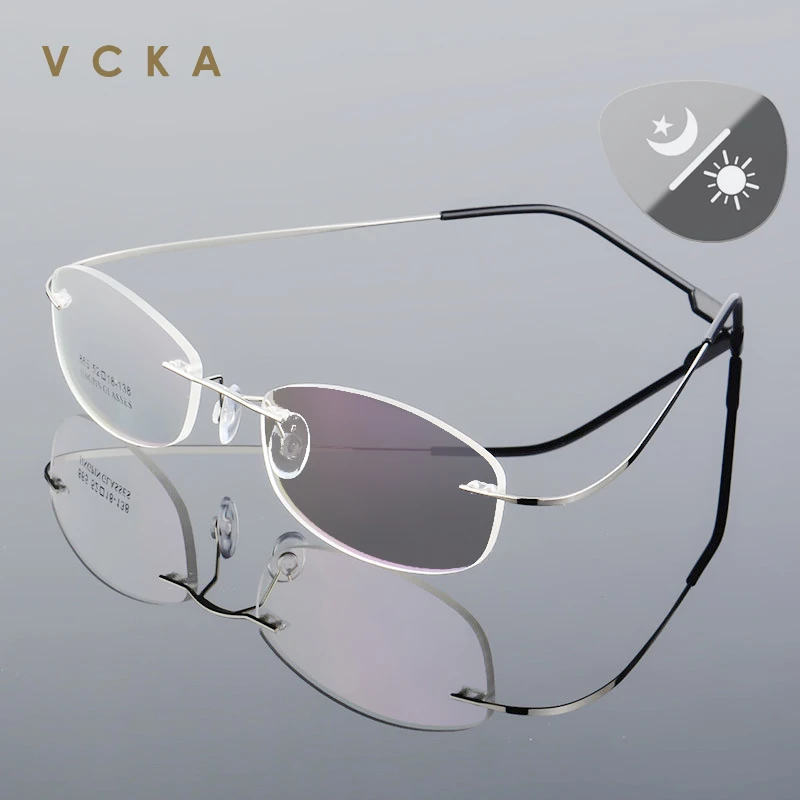 

VCKA Women Rimless Customize Myopia Hyperopia Glasses Frame Titanium Eyeglasses Prescription Ultralight Men Optical Eyewear