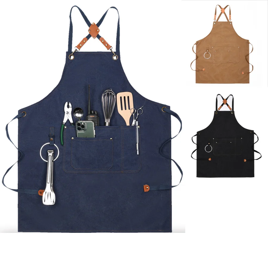 

Home barista kitchen restaurant hairdressing work apron gardening waterproof coffee kitchen cotton household men's and women's s