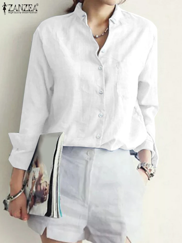 

ZANZEA Fashion Casual Buttons Down Shirt Women Lapel Neck Long Sleeve Blouse Female OL Work Blusas Oversize Spring Elegant Shirt