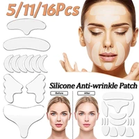 15styles reusable silicone anti wrinkle face moisturizing forehead cheek chin neck chest sticker wrinkle remover strip skin care