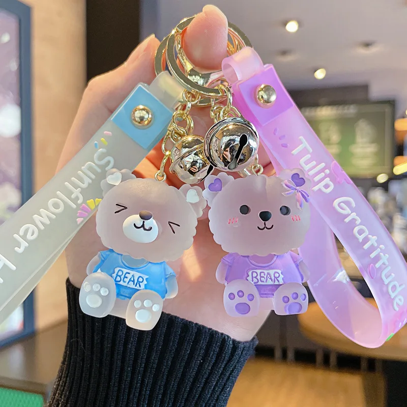 

Cartoon Jelly Bear Keychain Cute Acrylic Transparent Doll Keyring Couple Bag Ornament Key Chain Car Pendant Birthday Gift