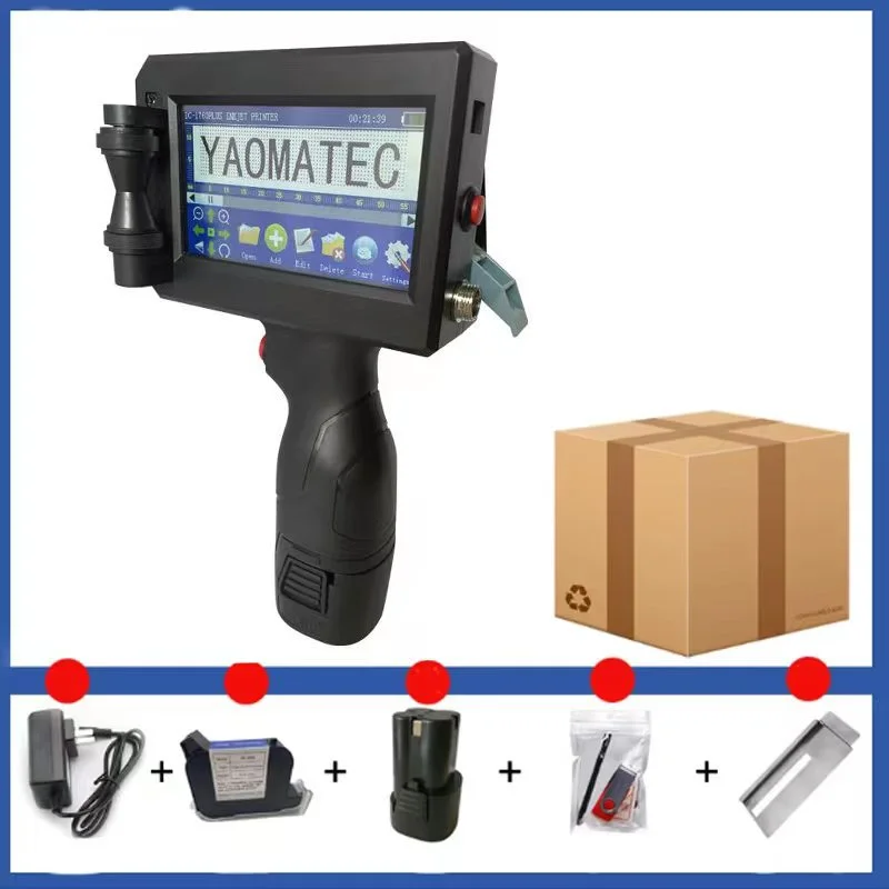 

YAOMATEC D300 12,7 мм 25 языков Срок годности номер Логотип Этикетка картонная коробка пластиковый термоструйный ручной принтер