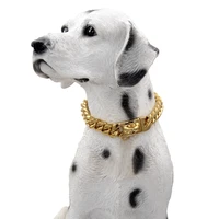 stainless steel dog necklace collar pet supplies accessories pet perro chain medium large dogs gold solid cuban chain collar
