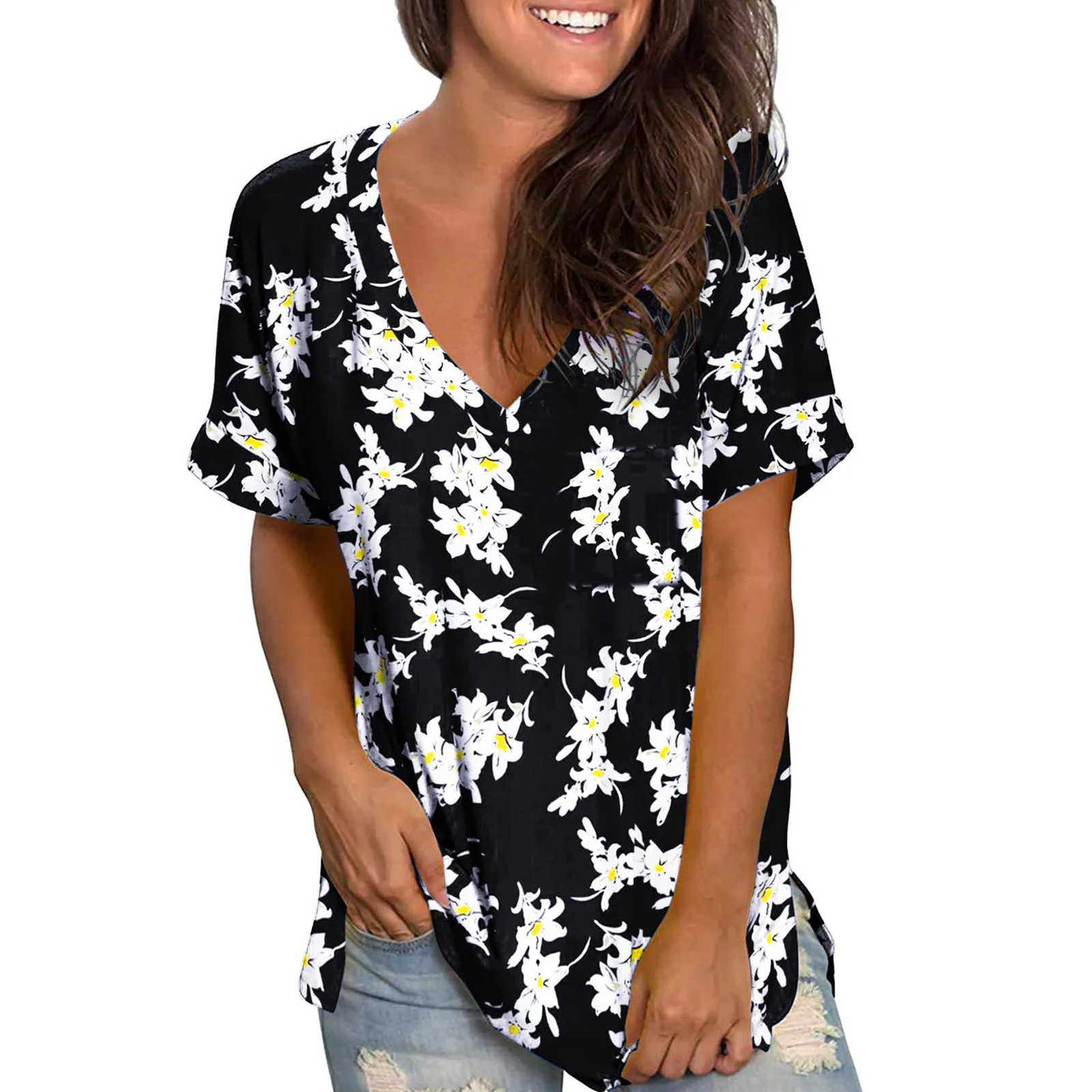 

Женские футболки, блузка для женщин, повседневные свободные топы с принтом, женская одежда