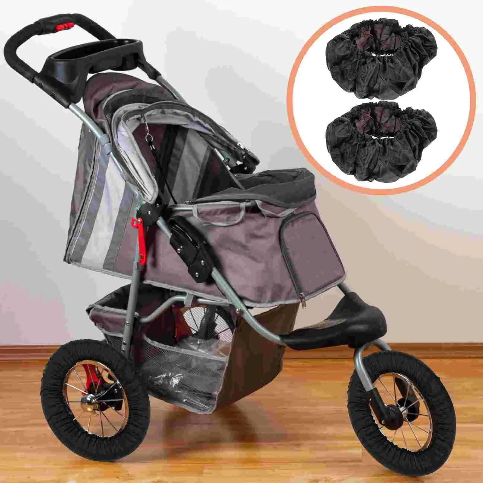 

2 Pcs Cart Dustproof Wheel Cover Wheel Tire Covers Umbrella Car Stroller Wheel Protector Oxford Cloth Wheelchair Accessory