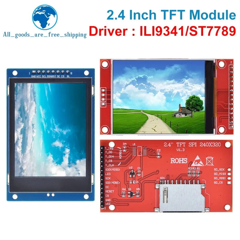 Модуль последовательного порта ЖК-дисплея 2,4 дюйма 2,4x240 SPI TFT 5 В/320 в PCB адаптер Micro SD карта ILI9341 / ST7789V ЖК-дисплей для arduino