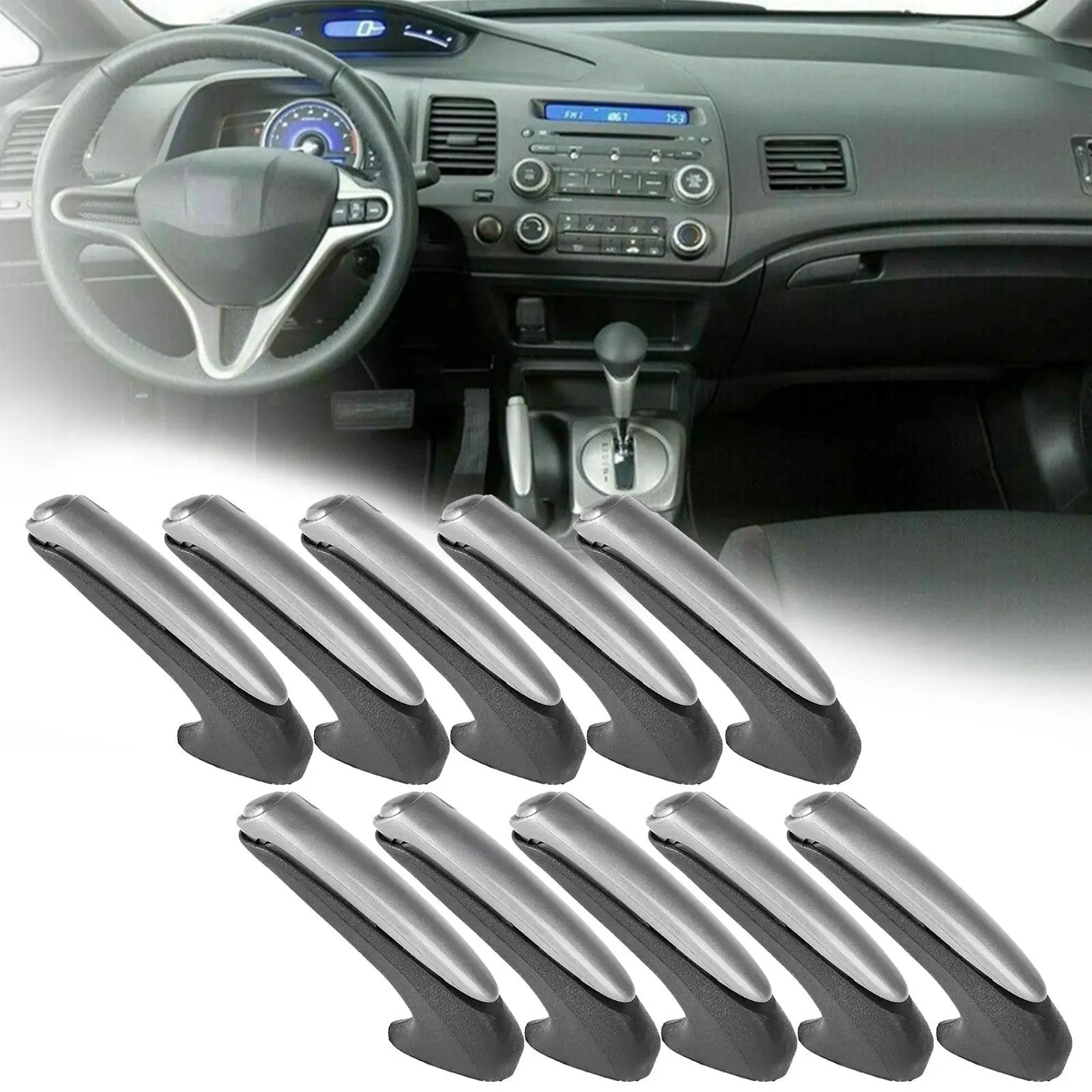 

10pcs For Honda Civic 2006-2011 Handle Grip Covers Emergency Car Interior Parking Hand Brake Handle Lever Grip Sleeve Protector