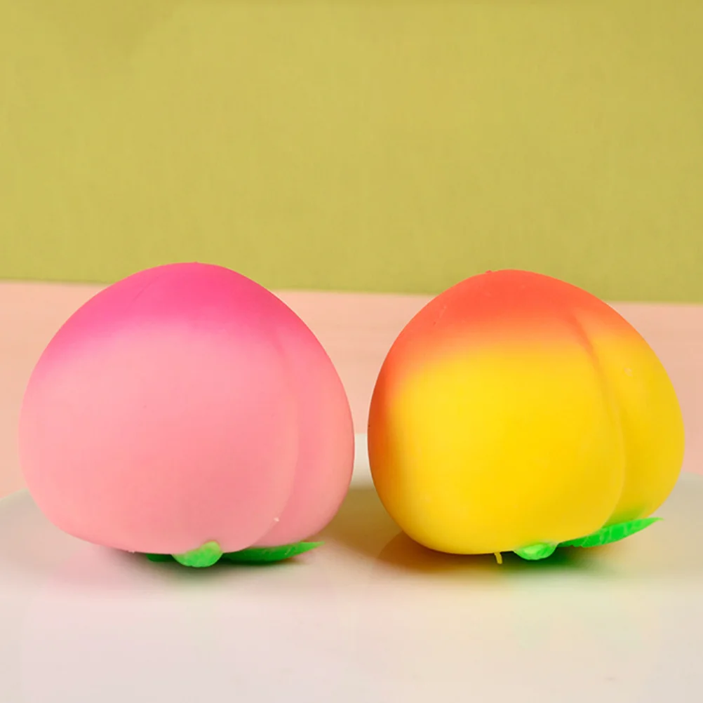 

2pcs Peach Shaped Stress Balls Simulation Fruit Shaped Stress Toys Stretchy Decompression Toys