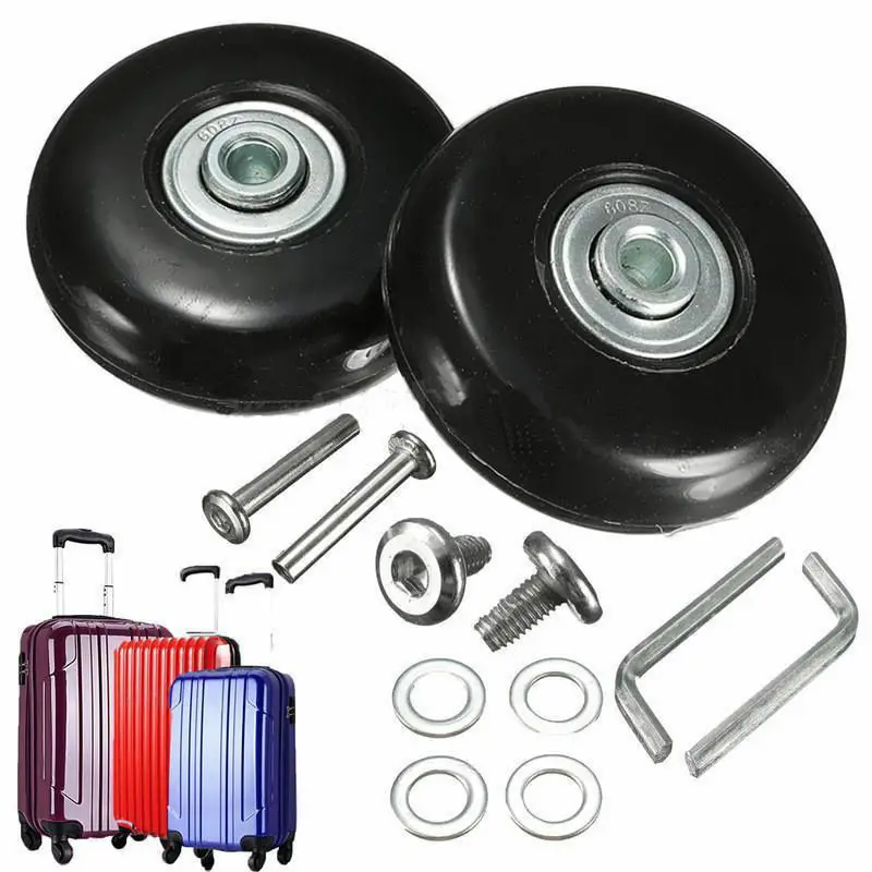 

2PCS Black Luggage bag Suitcase Replacement Rubber Wheels Axles Repair Accessories No noise Casters OD 40mm/54mm/60mm/64mm/80mm