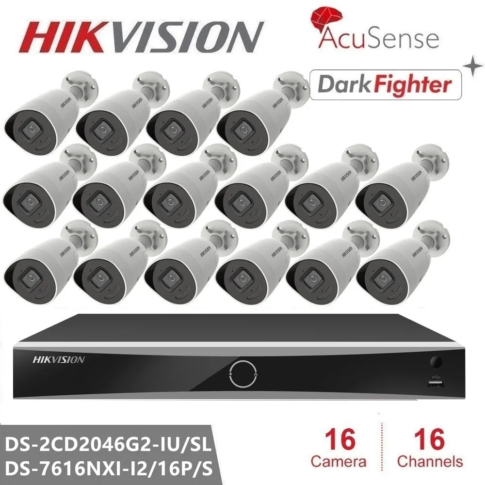

Hikvision 4MP IP Camera Kits DS-2CD2046G2-IU/SL AcuSense Bullet Cam Встроенная Двухсторонняя аудиосвязь с питанием от DarkFighter technology