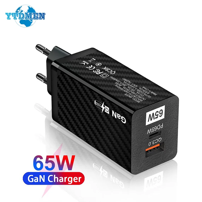 

Updated Premium 65W GaN Fast Charge Adapter QC3.0 Type C PD For Samsung iPhone Xiaomi Huawei MacBook Universal Quick Charger
